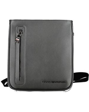Tommy Hilfiger Black Polyurethane Men's Shoulder Bag - Grey