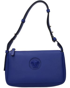 Versace Blue Leather Shoulder Bag