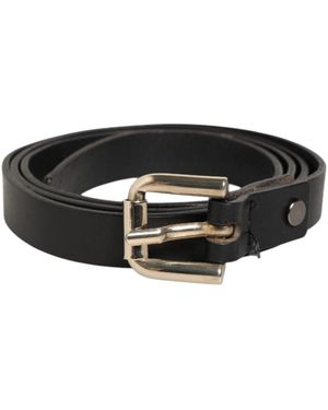 Gianfranco Ferré Black Leather Slim Gold Tone Buckle Waist Men Belt