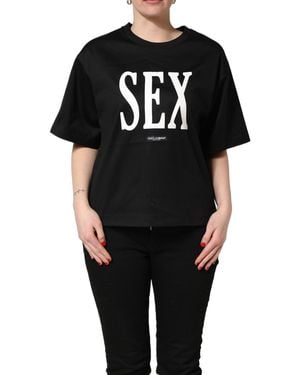 Dolce & Gabbana Black Jersey Graphic Short Sleeve Crew Neck T