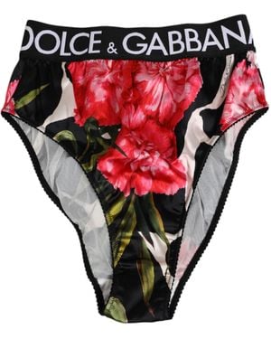 Dolce & Gabbana Floral Print High Waist Panty Underwear - Red