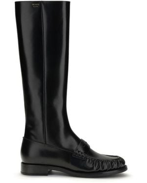 Prada Smooth Leather Boots - Black