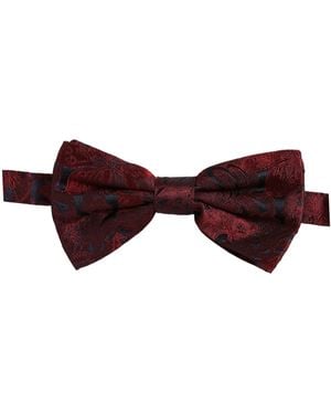 Dolce & Gabbana Men Maroon Paisley Silk Adjustable Neck Papillon Bow Tie - Purple