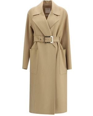 Max Mara Beige Fleece Wool Coat - Natural