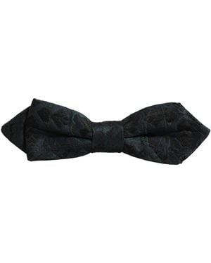 Dolce & Gabbana Men Black Green Paisley Adjustable Neck Papillon Bow Tie