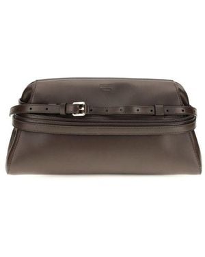 Moschino Brown Goatskin Clutch Bag