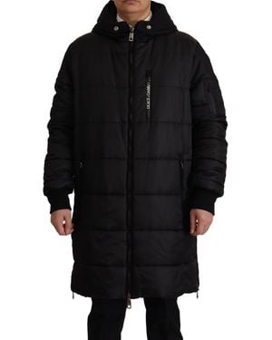 Dolce & Gabbana Black Nylon Hooded Parka Coat Winter Jacket