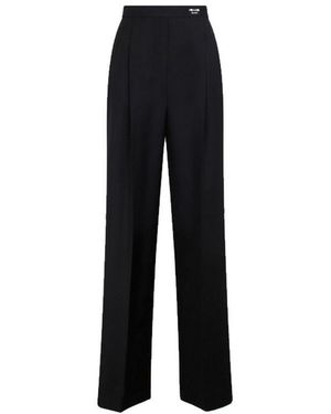 Prada Wool Classic Logo Trousers - Black