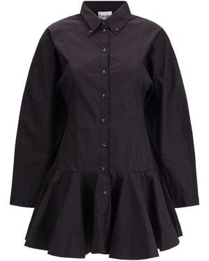 Ganni Short Chemisier Dress - Black