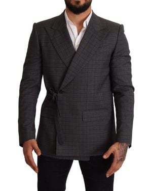 Dolce & Gabbana Chic Check Martini Slim Fit Double-Breasted Blazer - Black