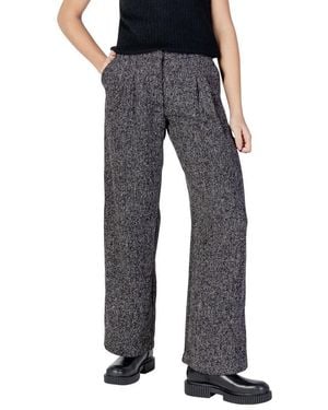 Jacqueline De Yong Black Polyester Flared Pants - Blue