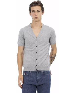 Baldinini Elegant V-Neck Cotton Jumper - Grey