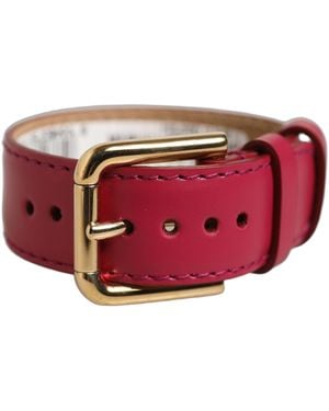 Dolce & Gabbana Calfskin Leather Buckle Belt Strap Bracelet Calf - Red