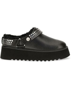 Pinko Black Calf Leather Bos Taurus Clogs