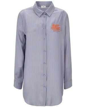Etro Striped Silk Shirt - Blue