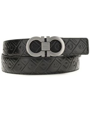 Ferragamo Black Calf Leather Bos Taurus Regular Belt