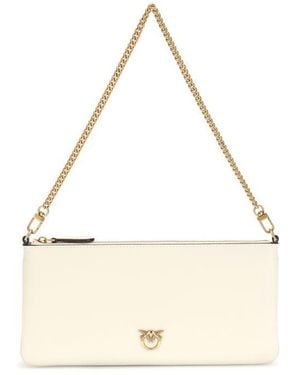 Pinko Calf Leather Bos Taurus Shoulder Bag - Natural