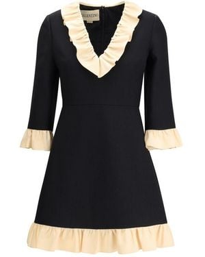 Valentino Wool And Silk Short Dress - Black