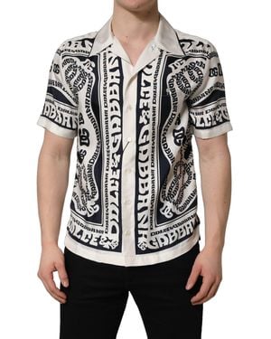 Dolce & Gabbana Black White Logo Bandana Short Sleeves Shirt