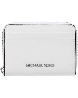 Michael Kors White Leather Cardholders - Gray