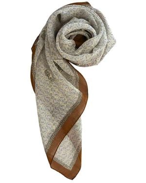 Borbonese Brown Silk Scarf - Metallic