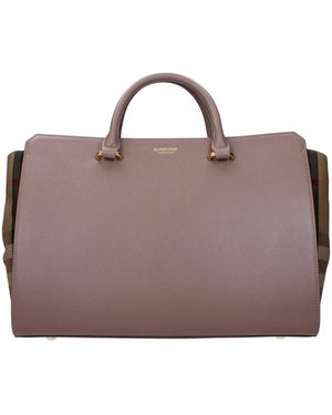 Burberry Grey Leather Handbag - Purple