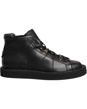Dolce & Gabbana Leather Lace Up Ankle Boots Shoes Calf - Black