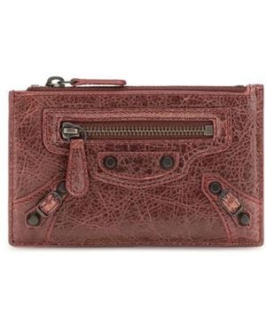 Balenciaga Bordeaux Lamb Ovis Aries Aries Wallet - Purple