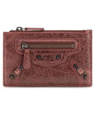 Balenciaga Bordeaux Lamb Ovis Aries Wallet - Purple