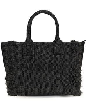 Pinko Black Raffia Shoulder Bag