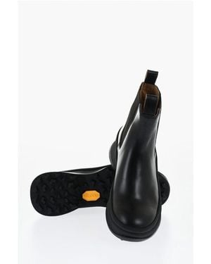 Jil Sander Leather Chelsea Booties With Vibram Sole - Black