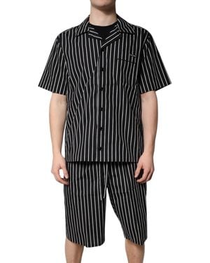Dolce & Gabbana Black White Stripes Cotton Men Pajama Set Sleepwear