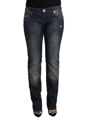 Acht Blue Washed Cotton Low Waist Skinny Denim Jeans