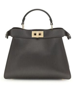 Fendi Brown Calf Leather Bos Taurus Shoulder Bag - Black