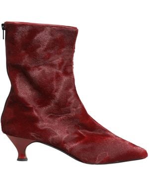 Dolce & Gabbana Burgundy Mid Calf Boots Shoes - Red