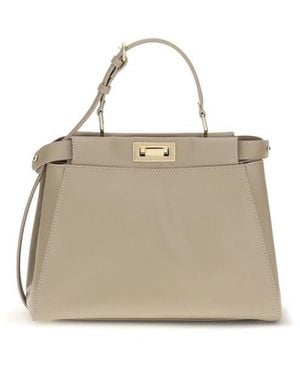 Fendi Beige Calf Leather Bos Taurus Shoulder Bag - Natural