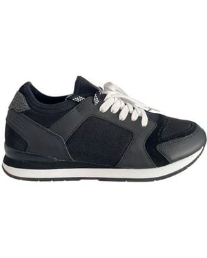 Borbonese Black Leather Men Sneaker - Blue