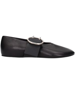 Jil Sander Black Leather Ballet Flats