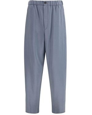 Giorgio Armani Grey Silk Casual Trousers - Blue