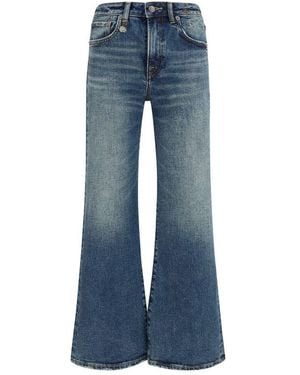 R13 Blue Cotton Flared Jeans