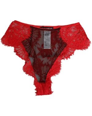 Dolce & Gabbana Red Floral Lace Sheer Briefs Underwear