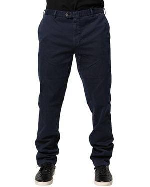 Santaniello Dark Blue Mid Waist Skinny Chino Trouser Trousers