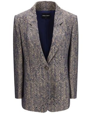 Giorgio Armani Beige Viscose Blazer - Grey
