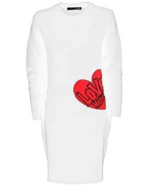 Love Moschino Chic Heart Pattern Knit Dress - White