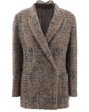 Brunello Cucinelli Mohair Blazer Jacket - Brown