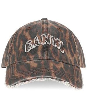 Ganni Brown Cotton Cap (baseball Hat)