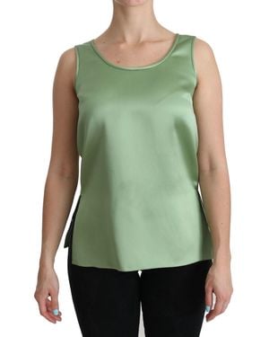 Dolce & Gabbana Sleeveless 100% Silk Top Tank Blouse - Green