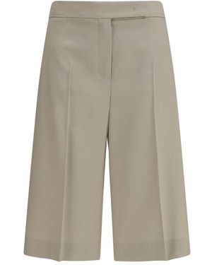 Max Mara Beige Wool Oves Aries Bermuda Shorts - Gray
