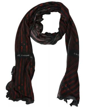 CoSTUME NATIONAL Black Red Viscose Foulard Branded Scarf