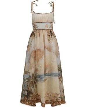 Zimmermann Beige Linen Casual Dress - Natural